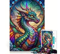 Drago in vetro colorato al neon, puzzle da 1000 pezzi per ragazzi, gioco di memoria, relax, divertimento, design, assemblaggio, calda sorpresa 38x52cm