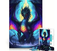 Drago in vetro colorato con ali colorate Puzzle da 1000 pezzi per adolescenti Gioco intelligente per momenti di condivisione Taglio liscio Lista dei desideri di Babbo Natale 50x75cm