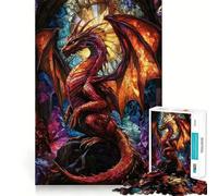 Drago in vetro colorato per adulti, puzzle da 1000 pezzi, gioco di logica pura, momento di pace, taglio netto, regalo sentito 38x52cm