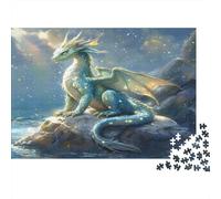 Drago Jigsaw Puzzle 1000pcs (75x50cm) Adulti Blu e verde glitterati Puzzle Gioco EduGattoivo Decorazioni Per La Casa