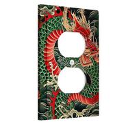 Drago Luce Interruttore Piastra di Copertura Stile Giapponese Cool Animal Estetica Nuvola Floreale Vintage Verde Rosso Nero Policarbonato (PC) Decorativo Parete Soggiorno Casa Presa Elettrica