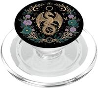 Drago Lunare Floreale Falena Art Fantasy Luna E Botanico PopSockets PopGrip per MagSafe