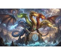 Drago magico a cinque teste Puzzle 1000 Pezzi,Cartone Di Qualità,Gioco Educativo,Decorazione Casa,Idea Regalo,dai 14 Anni,Adulti E Ragazzi,Sfida Impossibile,Antistress 70x50cm