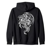 Drago Marino di respirazione del Fuoco navale con l'ancora Arte invecchiata Felpa con Cappuccio