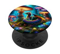 Drago nella foresta dei funghi PopSockets PopGrip Adesivo