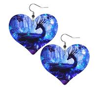 Drago nella foresta Orecchini in pelle a forma di cuore Orecchini pendenti semplici da donna per lei