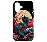 Drago Nero Cherry Blossom Giappone Estetico Drago Giapponese Custodia per iPhone 16