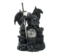 DRAGO NERO CON LUCE E SPADA CM 2014 in Resina iDEA REGALO