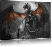 Drago protezione oltre la Castle Stampa su tela 100x70 cm artistica murale