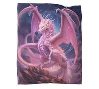 Drago rosa fantasy Coperta Morbidi E Caldi Arte di creature mitiche Lenzuola in Flanella Stampata Per Letti E Divani 50x60inch(127x152cm)