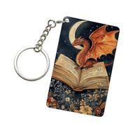 Drago rosso appollaiato su libro aperto portachiavi acrilico moda portachiavi auto catene acriliche tag per uomo donna