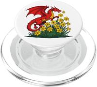 Drago rosso che carica attraverso i narcisi PopSockets PopGrip per MagSafe