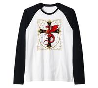 Drago Rosso e Croce Nera audace Maglia con Maniche Raglan