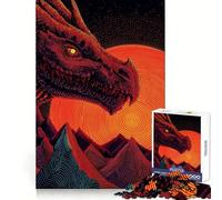 Drago rosso sulle montagne con sole - Puzzle da 1000 pezzi per adolescenti - Rafforza la memoria - Divertimento rilassante - Bordi lisci - Lista dei desideri di Babbo Natale (50x75cm)