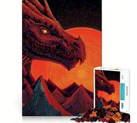 Drago rosso sulle montagne con sole - Puzzle da 1000 pezzi per adolescenti - Rafforza la memoria - Divertimento rilassante - Bordi lisci - Lista dei desideri di Babbo Natale (50x75cm)