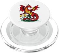 Drago rosso tra i fiori di narciso PopSockets PopGrip per MagSafe