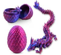 Drago Stampato in 3D Nell'Uovo, Drago di Cristallo Articolato con Uovo di Drago, Uovo di Drago Stampato 3D, Diocattolo Articolato del Drago, Adatto per Auto, Decorazioni Domestiche (blu viola)