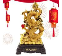 Drago statua d'oro cinese, simbolo della felicità e della promessa di , anno, resina dorata, personaggi da collezione, decorazione, per la vostra casa