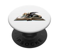 Drago verde dorme sul libro per gli amanti dei libri PopSockets PopGrip Adesivo