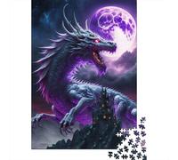 Drago Viola Puzzle 1000 Pezzi Carta per Adulti Notte di Luna Piena Gioco di Puzzle 1000 Pezzi Relax Decorazione Casa 52x38cm/1000pcs
