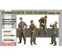 DRAGON 1/35 KIT ACTION FIGURE MILITARE STURMGESCHUTZE CREW RELOADING RUSSIA 1941