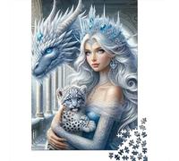 Dragon 1000 Componenti Carta Ecologica White Dragon & Ice Queen Puzzle Familiare Livello Di Difficoltà Equilibrato Fan Dei Rompicapo Loisirs A Casa Divertente 52x38cm/1000pcs