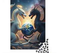 Dragon 1000 Pezzi Carta Durevole Dragons & Earth Puzzle Adulti Allenamento Cerebrale Facile Da Conservare Imballaggio Pronto Per Il Regalo Divertente 52x38cm/1000pcs