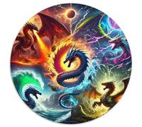 Dragon 1000 Pezzi Jigsaw Puzzle Giochi Educativi Relief Dello Stress Jigsaw Rotondo Sfida Colore Per Regali Di Viaggio, Presente 1000pcs (67.5x67.5cm)