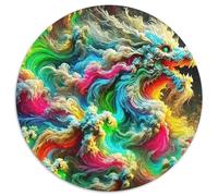 Dragon 1000 Pezzi Jigsaw Puzzle Giochi Educativi Relief Dello Stress Puzzle Rotondo Bellissima Decorazione Puzzle Per Adulti E Bambini 1000pcs (67.5x67.5cm)