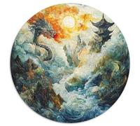 Dragon 1000 Pezzi Jigsaw Puzzle Giochi Educativi Relief Dello Stress Puzzle Rotondo Sfida Colore Per Regali Di Viaggio, Presente 1000pcs (67.5x67.5cm)