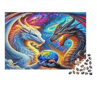 Dragon 1000Pc Puzzle for Adults & Kids Two Dragons with Earth Fun Present & Activity for Home Age 12 Years Up 38x26cm 1000pcs