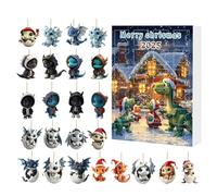 Dragon - 24 Day Christmas Countdown, 2D ornamenti con design natalizio, stagione decorativa per , ragazzi, studenti, adulti, famiglia