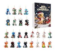 Dragon Advent 2025 - Acrylic, 10x7x1.1in 2D Pendant Set Cute Calendar Design | Lightweight Holiday Display Christmas Countdown Decor, Dragon Ornament Set For Home, Office, Room