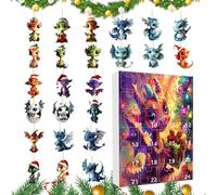 Dragon Advent 2025 | Set di 24 pezzi in acrilico per conteggio natalizio, decorazione stagionale, per compleanno, ufficio, auto, scuola, aula, dormitorio, decorazione per la casa