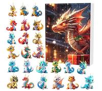 Dragon Advent Calendar 2025 con ornamenti di drago acrilici 2D per l'albero di Natale (B)