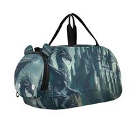 Dragon and Castle Girls Tote Duffle Bags Travel Overnight Bags Toddler Boys Carry on Duffel Bag Kids Bagagli Sport Bag, Drago e Castello, classico