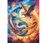 Dragon And Eagle in A Magical Sky Rompicapo 500 Pezzi Difficili Per Adulti Scenery Science Fiction Cartone Riciclato Tema Paesaggi Dettagliati Per Weekend Impegnativi Con Colla Inclusa Qualità Premiu