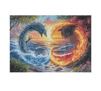 Dragon And Eagle in Symmetrical Struggle Puzzle 300 Pezzi Rompicapo Antistress Premium Pressione Ridotta Dopo Il Lavoro Attività Rigenerante Regalo Per Chi È Stressato 300 PCS