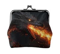 Dragon and Fire - Mini portafoglio da donna in pelle con chiusura a bacio