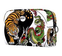 Dragon and Tiger Battle - Trousse da donna, per articoli da toeletta da viaggio, grande, pratica borsa organizer con cerniera, Multi, 18.5x7.5x13cm/7.3x3x5.1in, Beauty case