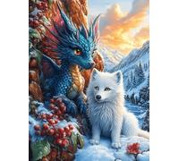 Dragon And Wolf in Magical Forest Rompicapo 300 Pezzi Per Regalo Di Compleanno Cartone Di Alta Qualità Per Adulti Fairy Tale Cute Animal Antistress Per Hobby E Passatempo Qualità Premium 300 PCS