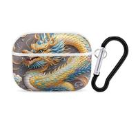 Dragon Art Custodia per AirPod Pro, cover rigida antigraffio in policarbonato con portachiavi, accessorio per AirPod Pro 2°/1° custodia per donne e uomini, stile bianco
