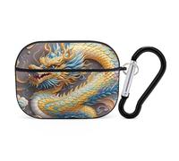 Dragon Art Custodia per AirPod Pro, cover rigida antigraffio in policarbonato con portachiavi, accessorio per AirPod Pro 2°/1° custodia per donne e uomini, stile nero