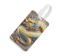 Dragon Art - Etichette per bagagli con carta d'identità, resistenti etichette per borse da viaggio, impermeabili, per valigie, zaini e custodie da viaggio, stile bianco