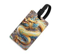 Dragon Art - Etichette per bagagli con carta d'identità, resistenti etichette per borse da viaggio, impermeabili, per valigie, zaini e custodie da viaggio, stile nero