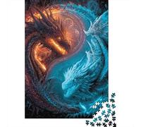 Dragon Artwork Fire Vs Ice Puzzle Impossible 1000 Pezzi Decorazione Per La Casa. Rilassamento E Intelligence Per Adulti E Ragazzi Da 14 Anni 52x38cm/1000pcs
