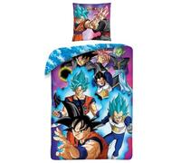 Dragon Ball Super, Parure da letto per bambini, letto singolo, copripiumino 140 x 200 cm e federa 63 x 63 cm, reversibile, collezione Goku, Oeko Tex
