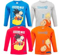 Dragon Ball Z - Maglietta Bambino Ragazzo Maniche Lunghe | T-Shirt Cotone 100% con Stampe Personaggi Anime - Taglie 4-12 Anni [2007 Arancione - 4 Anni]