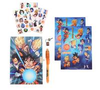 Dragon Ball Z Set di Cancelleria, Include Quaderno, Penna, Adesivi e Lucchetto con Chiavi, Set di Cancelleria Regalo per Ragazzi