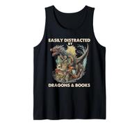 Dragon Books Fantasy Bookworm Lettore di Umorismo Facilmente distratto Canotta